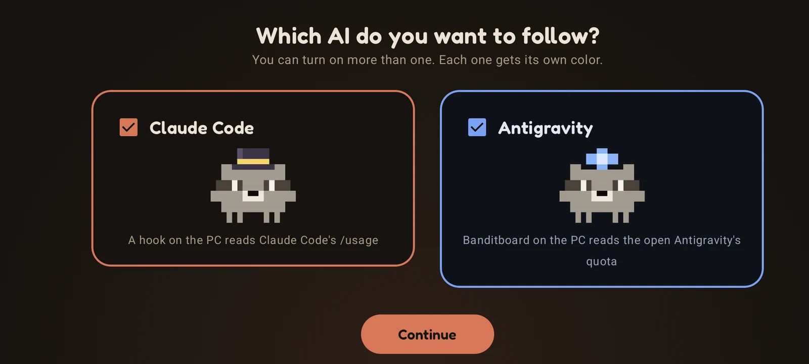 Choosing the tool on first launch