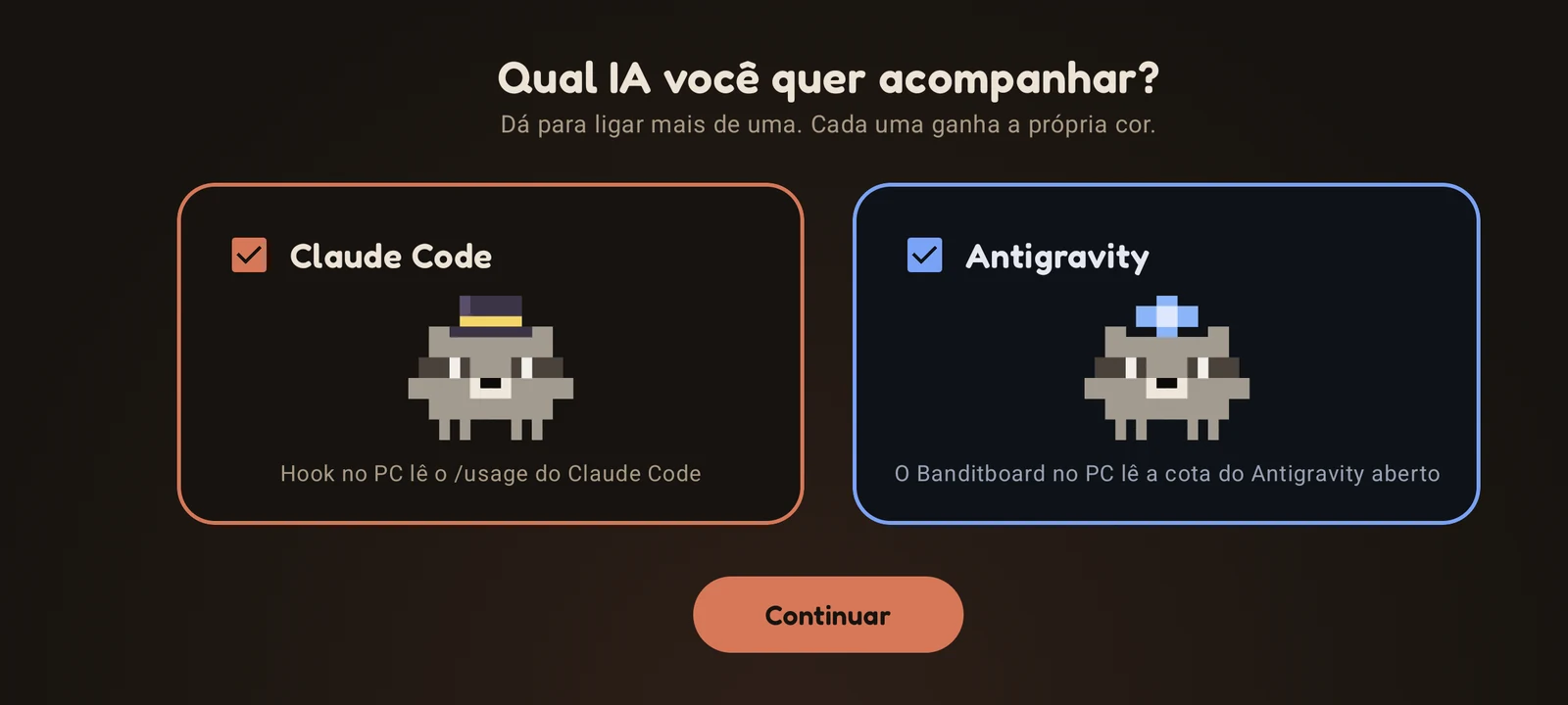Escolha da ferramenta na primeira vez
