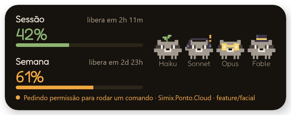 Widget com o Racco do Sonnet pedindo permissão